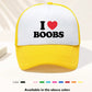 1 Piece Unisex I LOVE BOOBS Printed Fun Game Day Baseball Cap, Adjustable Outdoor Visor, Spring And Autumn, Travel, Beach Vacation, Sports, Y2k Style, Dad Hat, Foam Mesh Breathable Trucker Hat, Best Christmas Gift