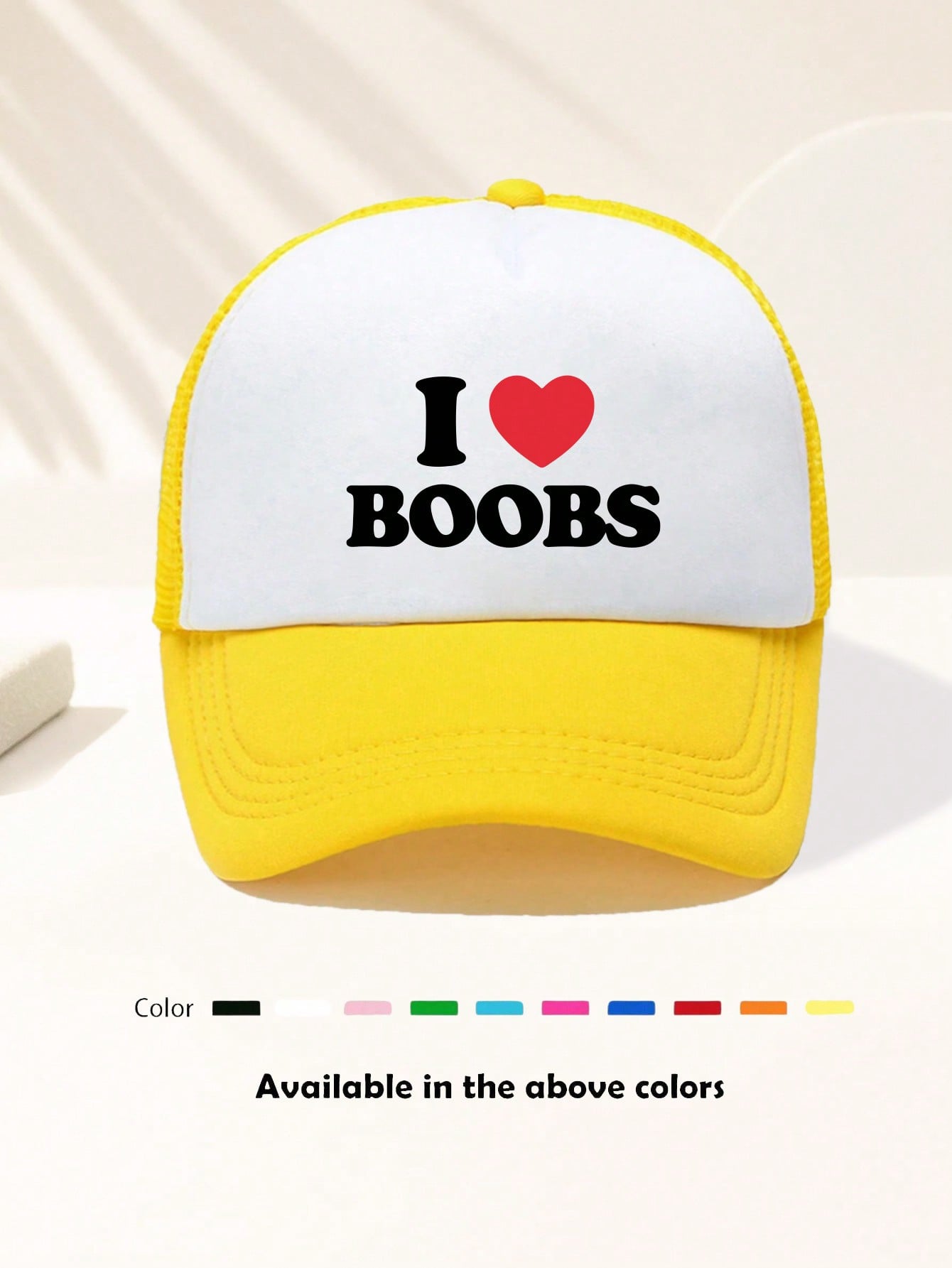 1 Piece Unisex I LOVE BOOBS Printed Fun Game Day Baseball Cap, Adjustable Outdoor Visor, Spring And Autumn, Travel, Beach Vacation, Sports, Y2k Style, Dad Hat, Foam Mesh Breathable Trucker Hat, Best Christmas Gift