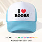 1 Piece Unisex I LOVE BOOBS Printed Fun Game Day Baseball Cap, Adjustable Outdoor Visor, Spring And Autumn, Travel, Beach Vacation, Sports, Y2k Style, Dad Hat, Foam Mesh Breathable Trucker Hat, Best Christmas Gift