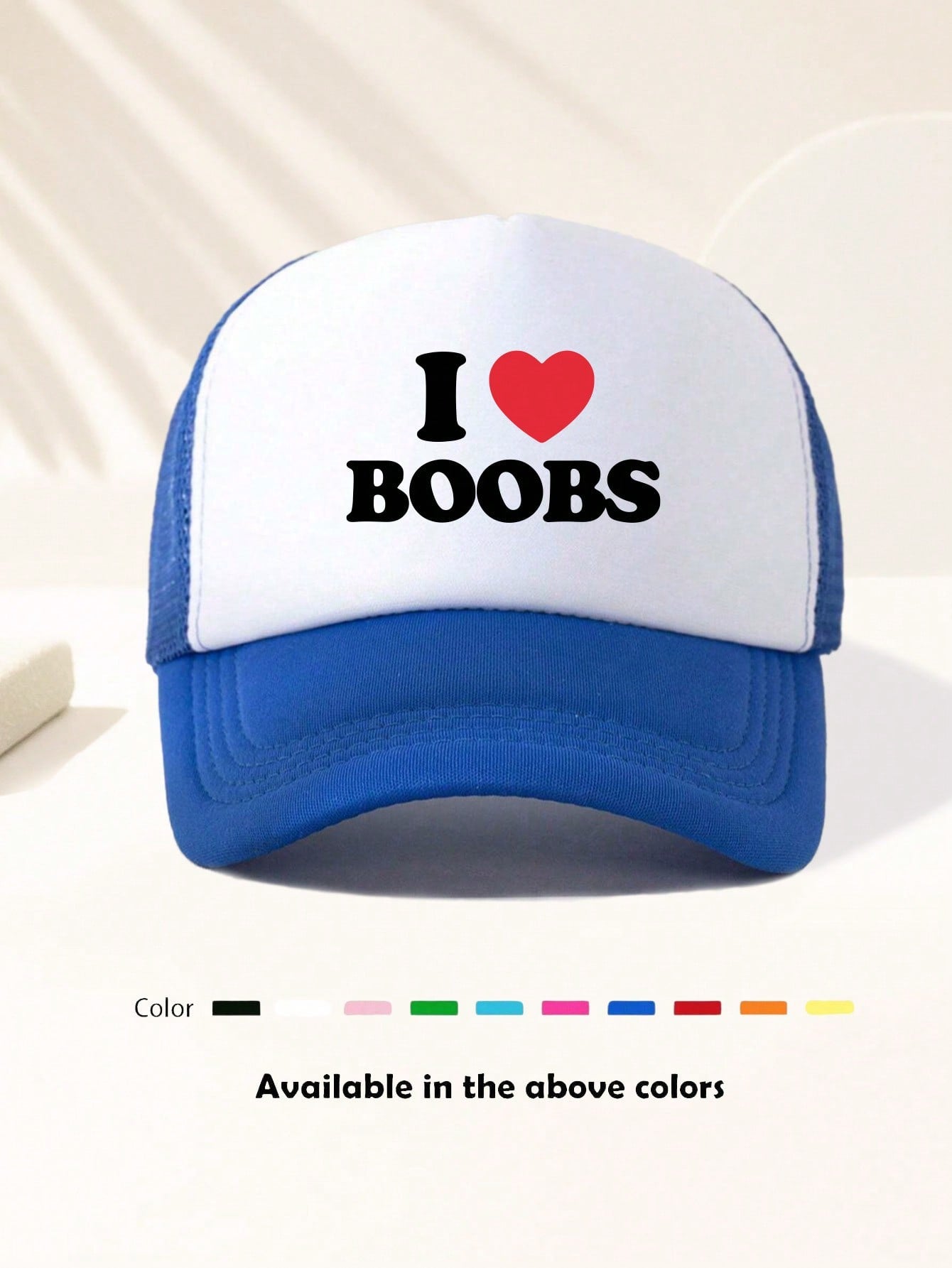 1 Piece Unisex I LOVE BOOBS Printed Fun Game Day Baseball Cap, Adjustable Outdoor Visor, Spring And Autumn, Travel, Beach Vacation, Sports, Y2k Style, Dad Hat, Foam Mesh Breathable Trucker Hat, Best Christmas Gift