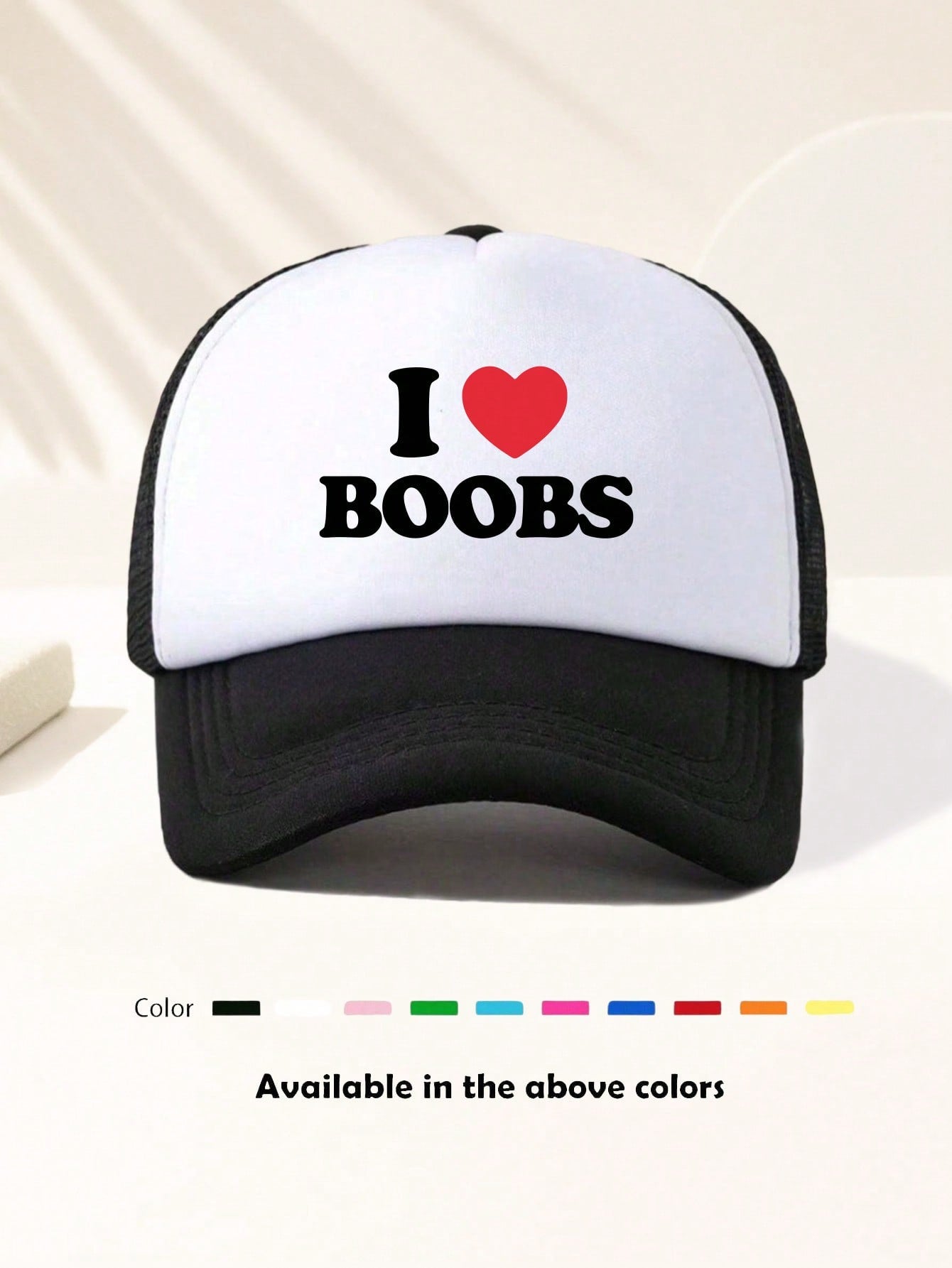 1 Piece Unisex I LOVE BOOBS Printed Fun Game Day Baseball Cap, Adjustable Outdoor Visor, Spring And Autumn, Travel, Beach Vacation, Sports, Y2k Style, Dad Hat, Foam Mesh Breathable Trucker Hat, Best Christmas Gift