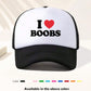 1 Piece Unisex I LOVE BOOBS Printed Fun Game Day Baseball Cap, Adjustable Outdoor Visor, Spring And Autumn, Travel, Beach Vacation, Sports, Y2k Style, Dad Hat, Foam Mesh Breathable Trucker Hat, Best Christmas Gift