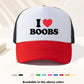 1 Piece Unisex I LOVE BOOBS Printed Fun Game Day Baseball Cap, Adjustable Outdoor Visor, Spring And Autumn, Travel, Beach Vacation, Sports, Y2k Style, Dad Hat, Foam Mesh Breathable Trucker Hat, Best Christmas Gift