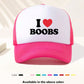 1 Piece Unisex I LOVE BOOBS Printed Fun Game Day Baseball Cap, Adjustable Outdoor Visor, Spring And Autumn, Travel, Beach Vacation, Sports, Y2k Style, Dad Hat, Foam Mesh Breathable Trucker Hat, Best Christmas Gift