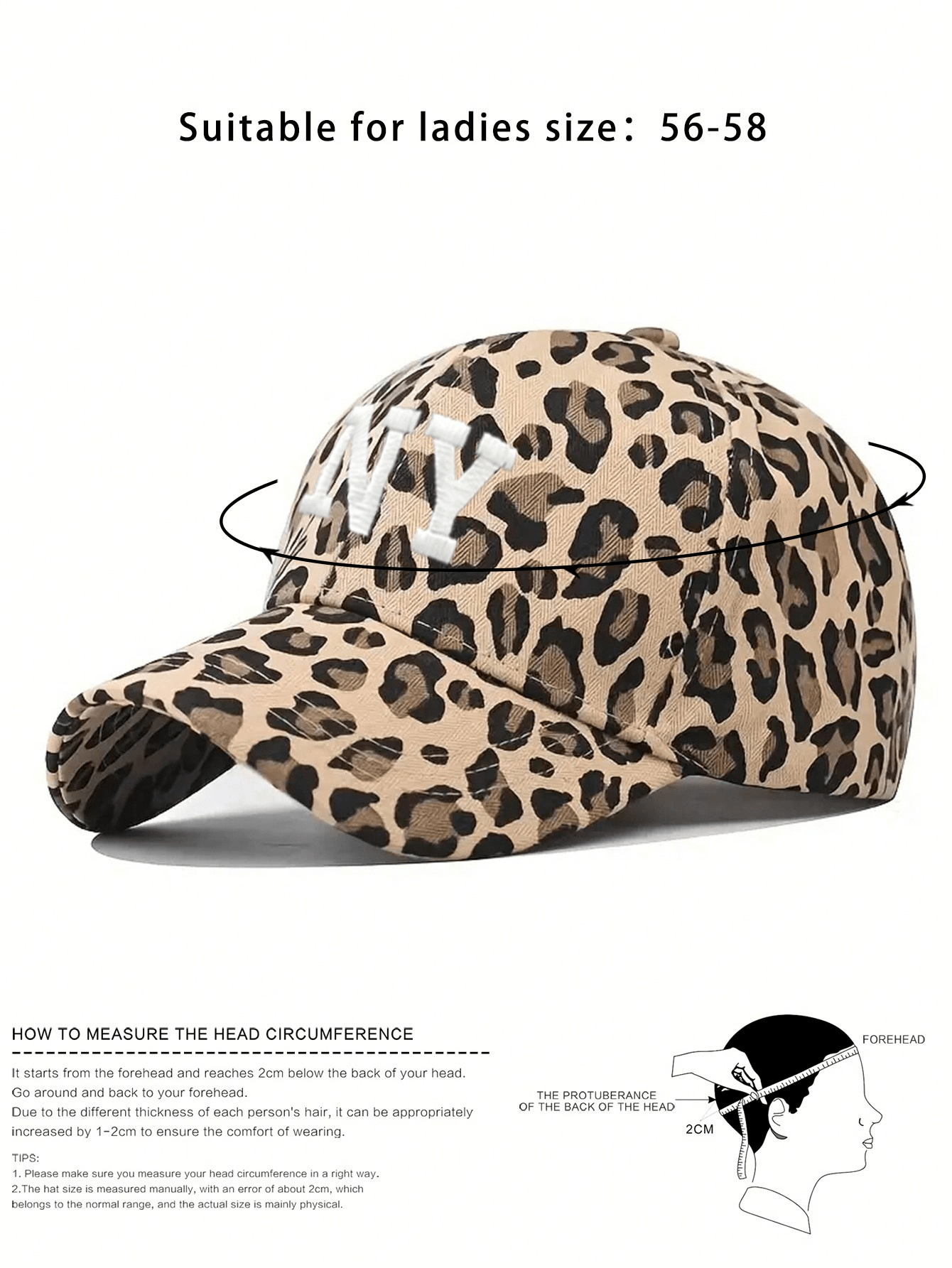 1pc Women's Embroidered NY Leopard Print Adjustable Baseball Cap, Outdoor Casual Sun Hat For Spring And Autumn, Versatile Travel Fashion Sun Protection, Unisex Youth Y2K Style Sun Hat