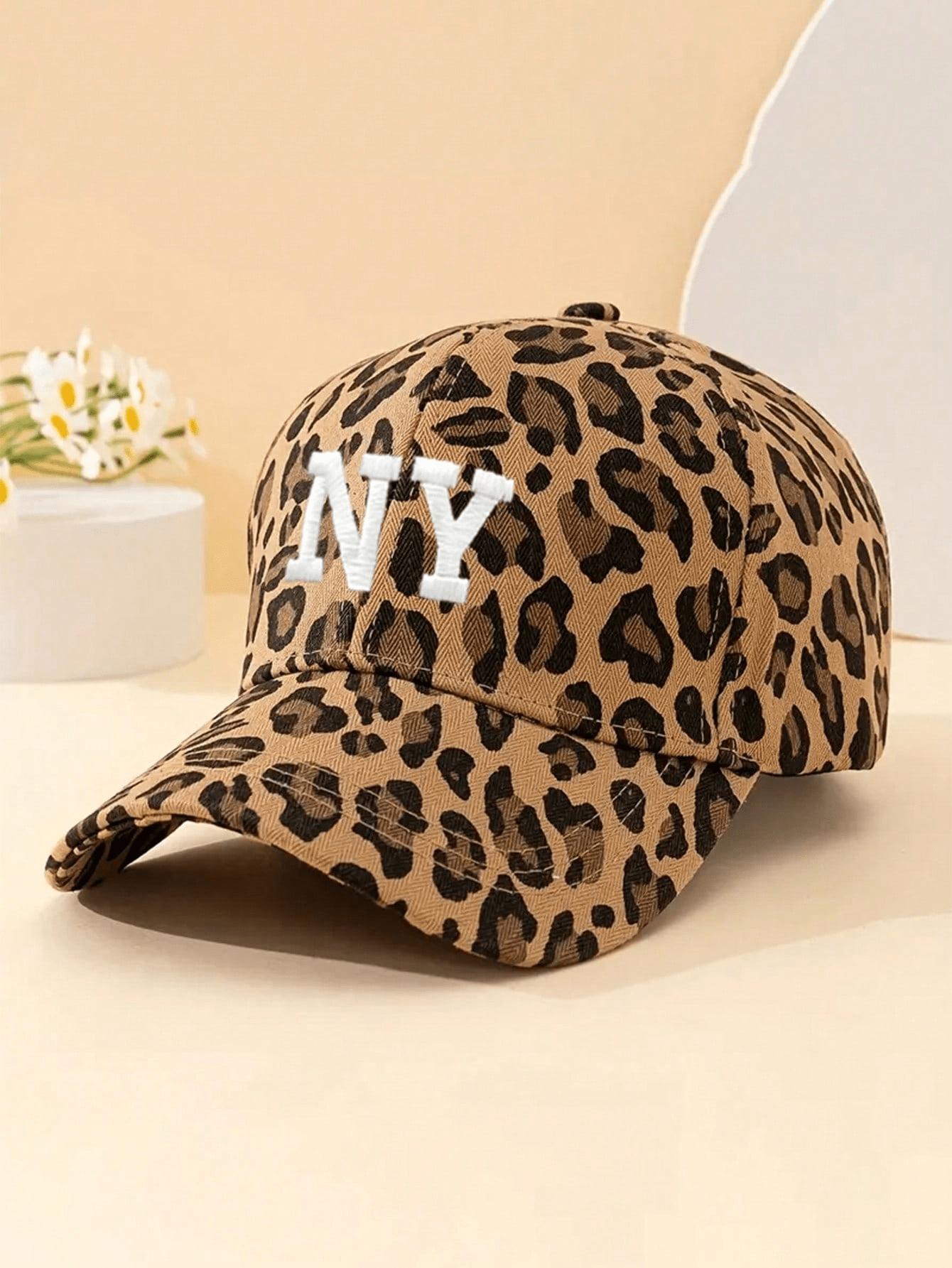 1pc Women's Embroidered NY Leopard Print Adjustable Baseball Cap, Outdoor Casual Sun Hat For Spring And Autumn, Versatile Travel Fashion Sun Protection, Unisex Youth Y2K Style Sun Hat