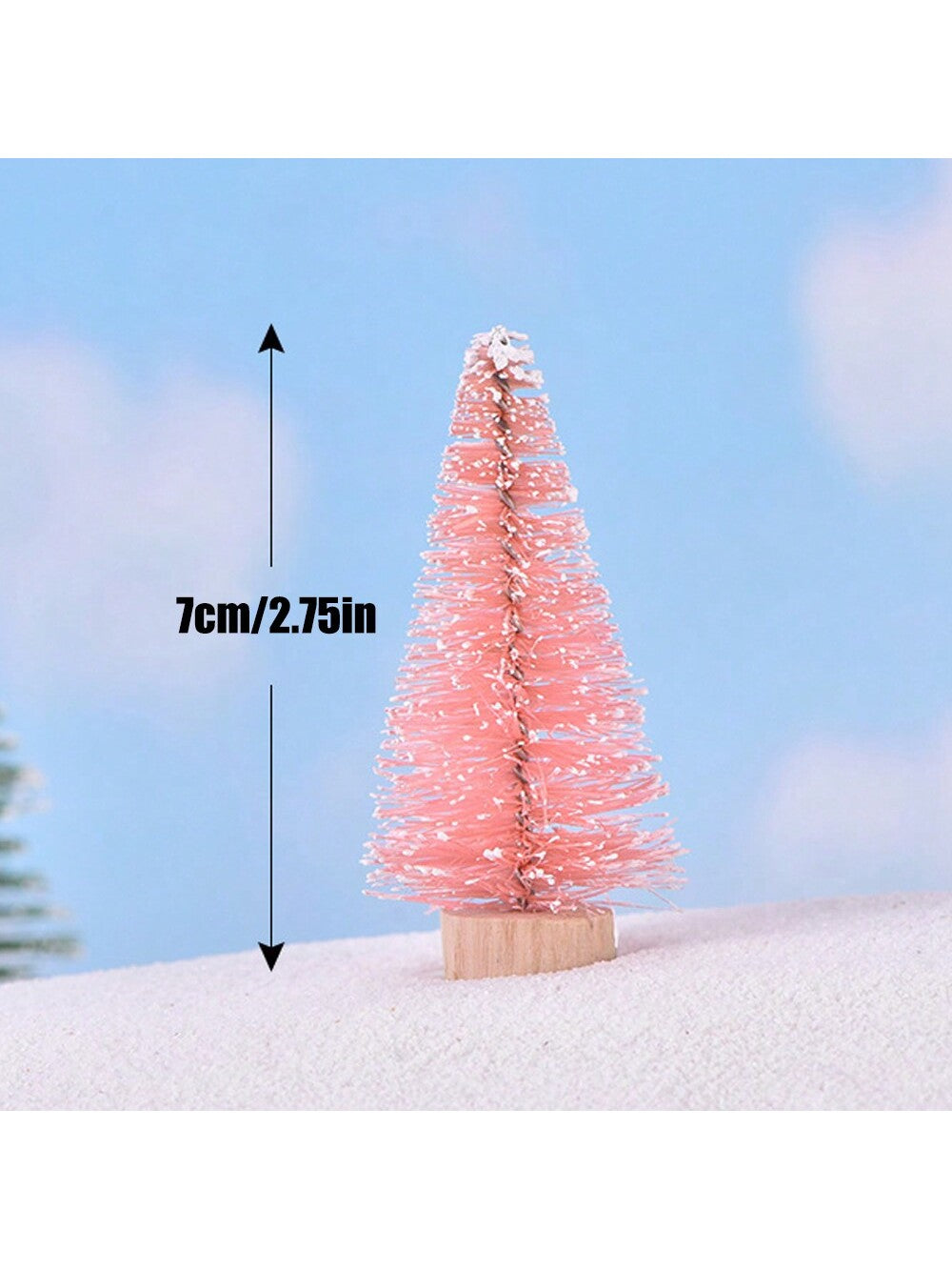 6Pcs Christmas Decorations Mini Christmas Trees, Artificial Christmas Tree Bottle Brush Trees With Wooden Base For Christmas Decor Christmas Party Home Table Craft, Photography Decorative Ornaments