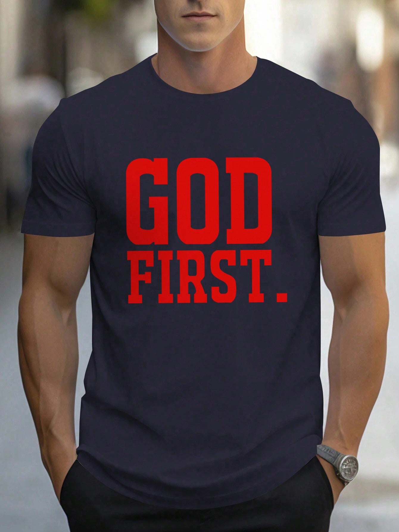 Men's Casual Versatile Slogan Printed Short Sleeve T-Shirt