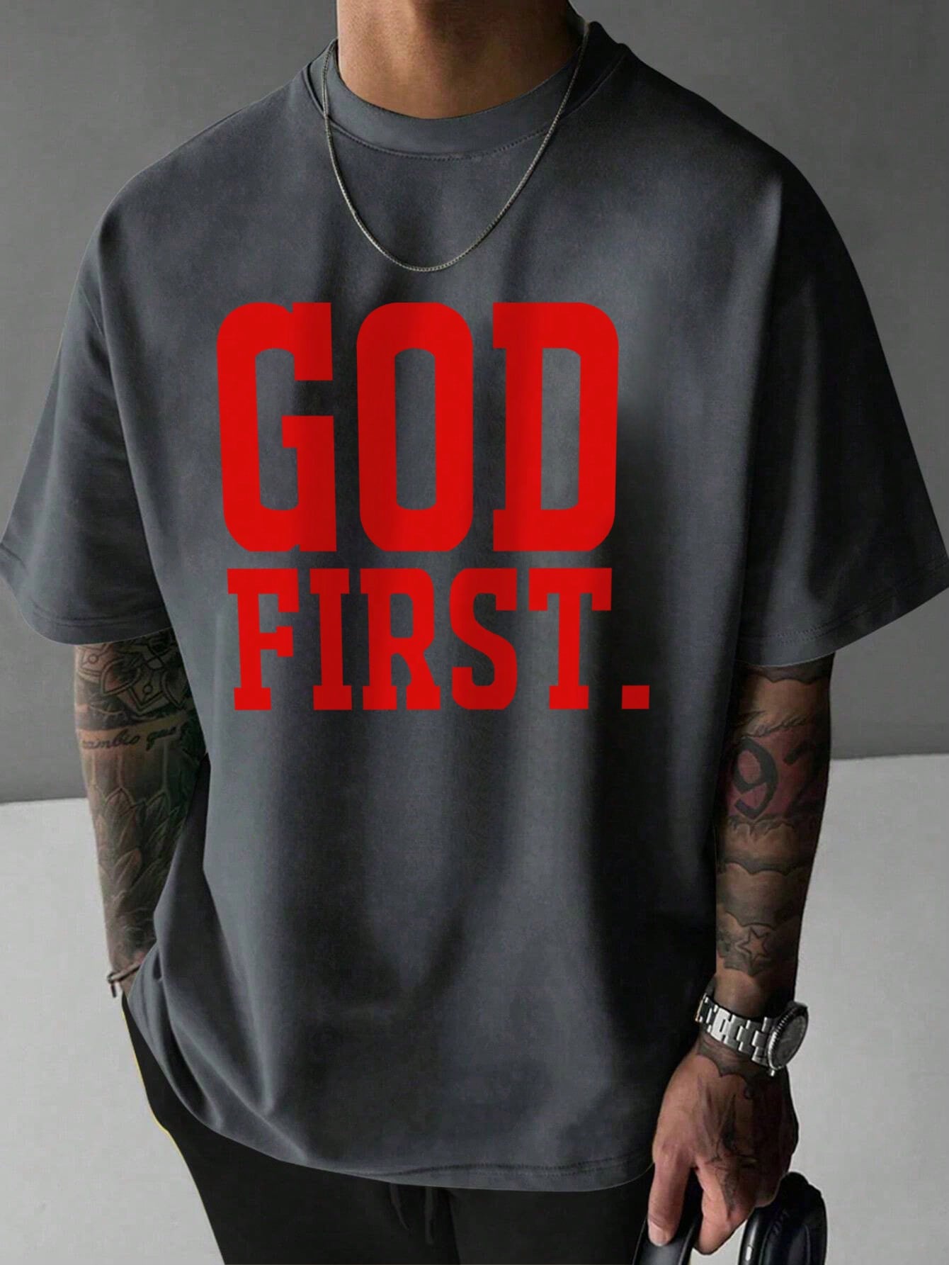 Men's Casual Versatile Slogan Printed Short Sleeve T-Shirt