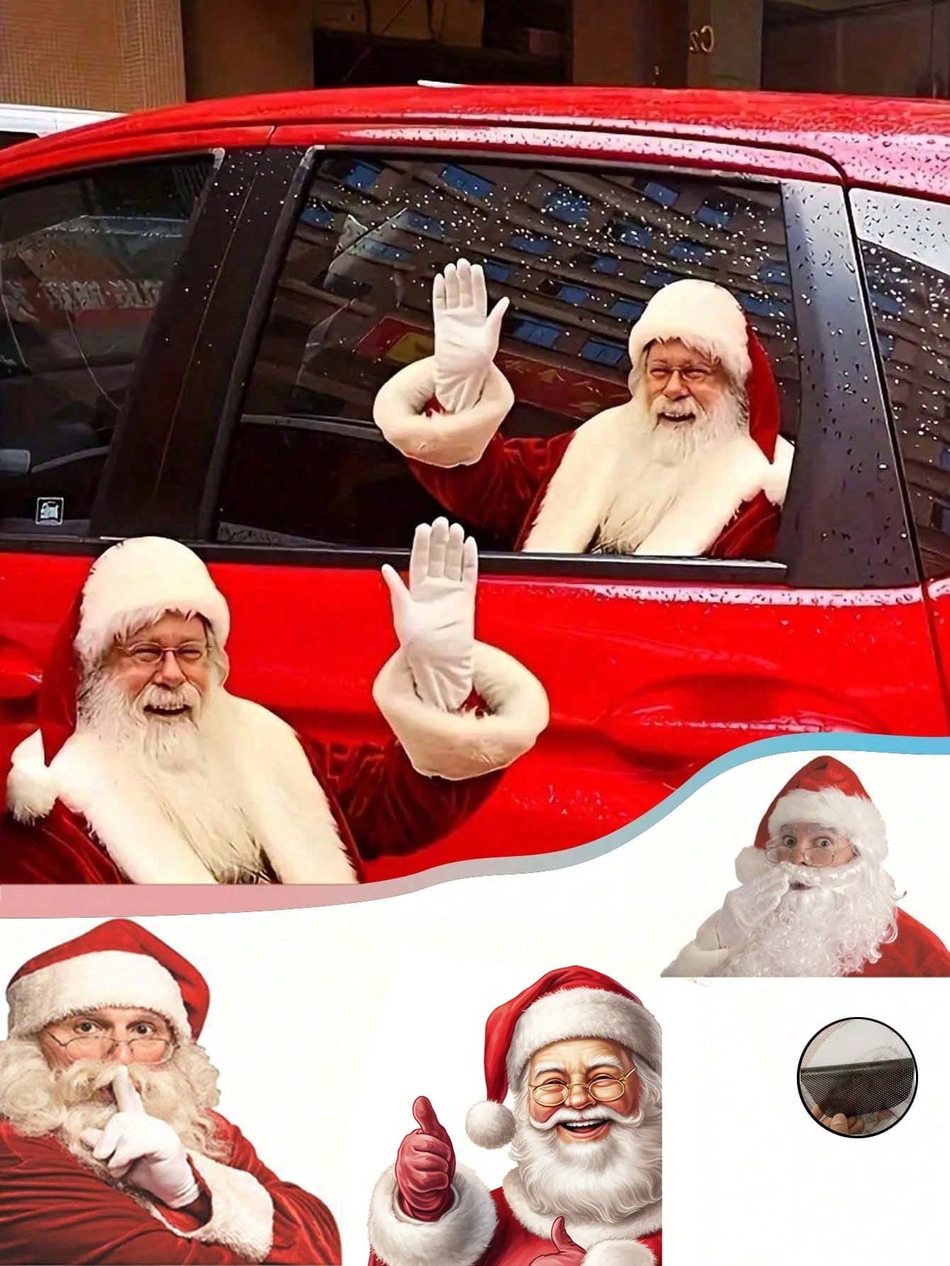 1pc Waterproof Realistic Santa Claus Stickers Christmas Car Window Glass Decal Decoration Ride With Santa Funny Christmas Window Clings,Christmas