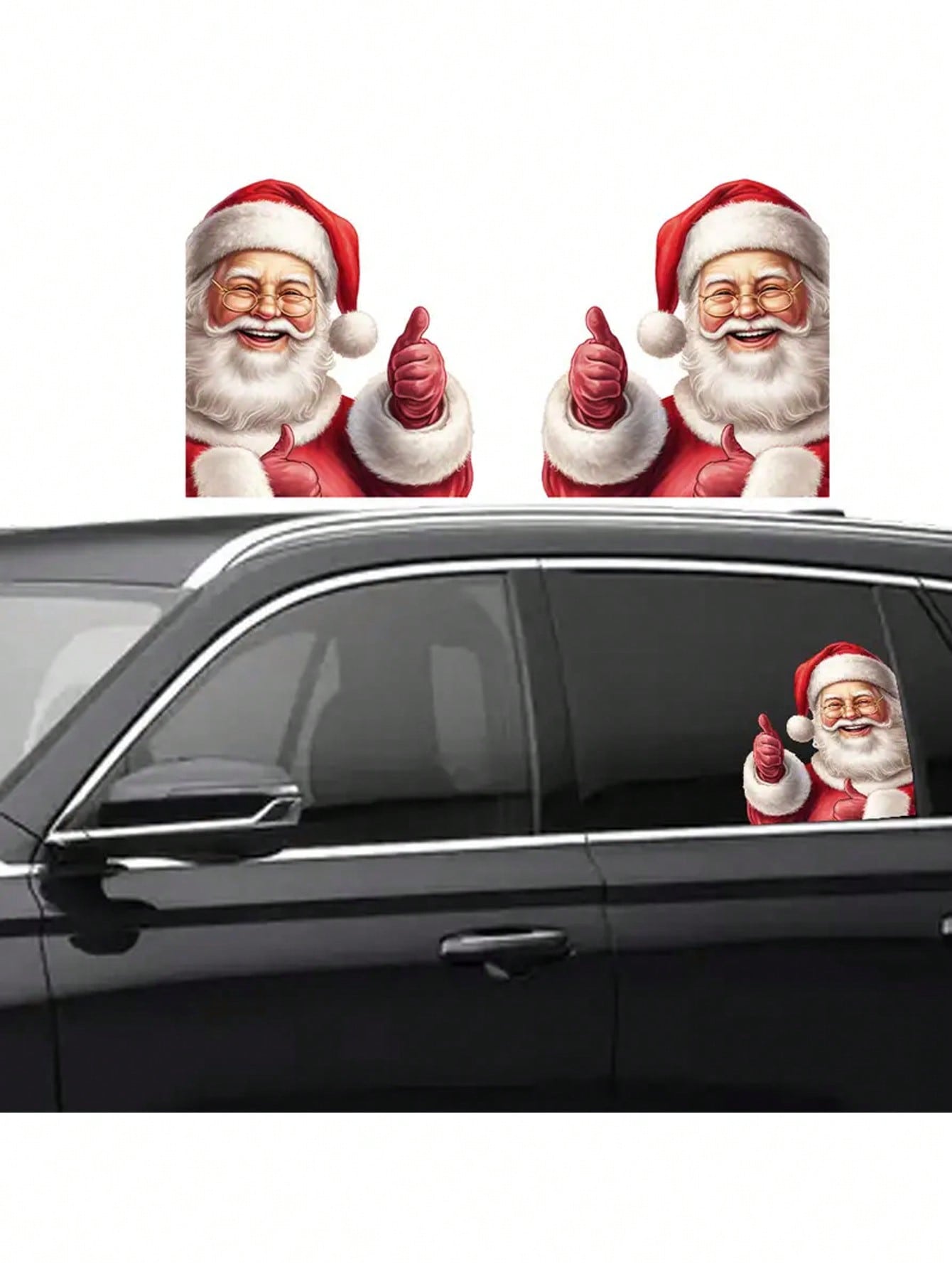 1pc Waterproof Realistic Santa Claus Stickers Christmas Car Window Glass Decal Decoration Ride With Santa Funny Christmas Window Clings,Christmas