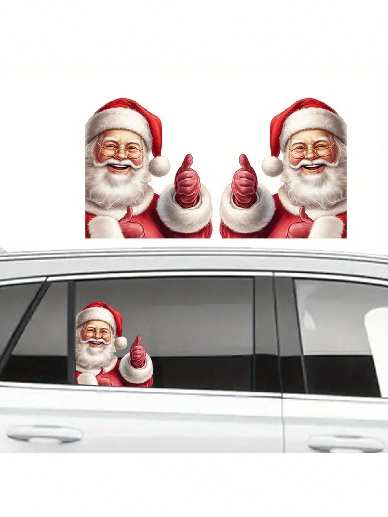 1pc Waterproof Realistic Santa Claus Stickers Christmas Car Window Glass Decal Decoration Ride With Santa Funny Christmas Window Clings,Christmas