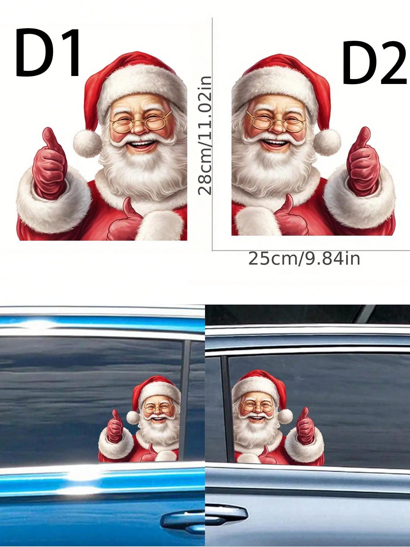 1pc Waterproof Realistic Santa Claus Stickers Christmas Car Window Glass Decal Decoration Ride With Santa Funny Christmas Window Clings,Christmas