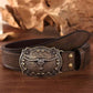 New Fashion Men Retro Faux Leather Buckle Animal Print Bohemian Style PU Belt, Versatile For 4 Seasons