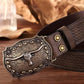 New Fashion Men Retro Faux Leather Buckle Animal Print Bohemian Style PU Belt, Versatile For 4 Seasons