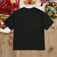 Manfinity Homme Men's Loose Casual Fun And Simple Gold Foil Snowflake Color Scarf With Small Snowman Print Black Dropped Shoulder T-Shirt.