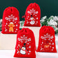 6Pcs Christmas Flannel Drawstring Gift Bags, Merry Christmas Bags Gift Candy Wrapping Bags Treat Sacks Reusable Red Gift Bags For Holiday Party Favors Christmas Decorations, Noel Navidad Christmas 2025 New Year's Wishing Bag Christmas Tree Pendant Decor