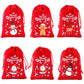 6Pcs Christmas Flannel Drawstring Gift Bags, Merry Christmas Bags Gift Candy Wrapping Bags Treat Sacks Reusable Red Gift Bags For Holiday Party Favors Christmas Decorations, Noel Navidad Christmas 2025 New Year's Wishing Bag Christmas Tree Pendant Decor