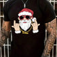 1pc Men Christmas Santa Claus Print Round Neck Short Sleeve T-Shirt, Casual And Trendy