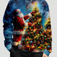 Manfinity Homme Christmas Casual Santa Claus And Christmas Tree Graphic Printed Men Close Fit Round Neck Sweatshirt With Fleece Lining