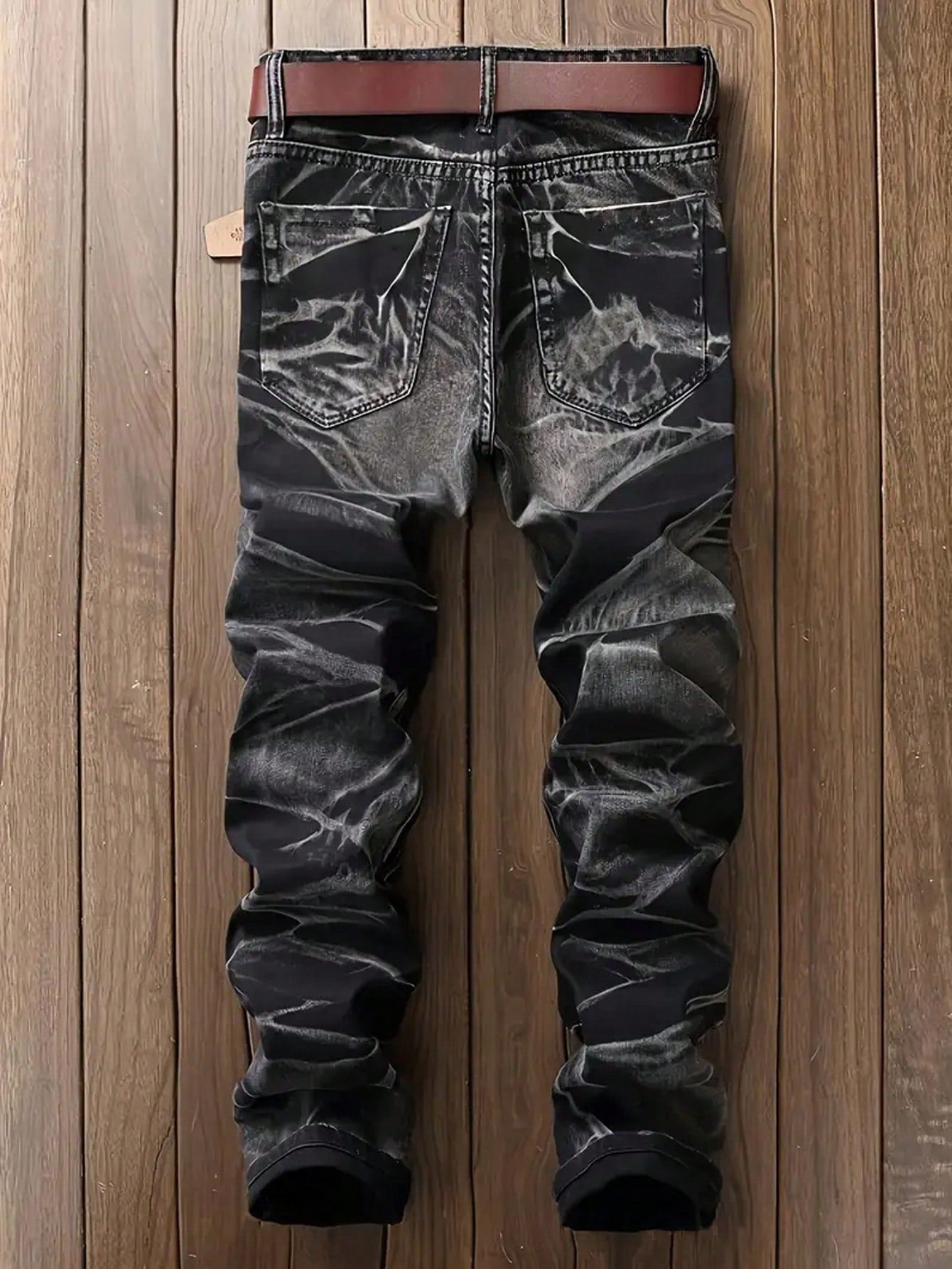 Men's Fashion Tie-Dye Elastic Washed Denim Jeans