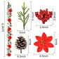 1pc 6.39 Ft Christmas Garland  Artificial Poinsettia Garland Christmas Garland Christmas Pine Garland For Winter Mantle Fireplace Stair Decor