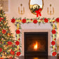 1pc 6.39 Ft Christmas Garland  Artificial Poinsettia Garland Christmas Garland Christmas Pine Garland For Winter Mantle Fireplace Stair Decor