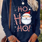 Santa Claus Slogan Print Round Neck Casual Long Sleeve T-Shirt