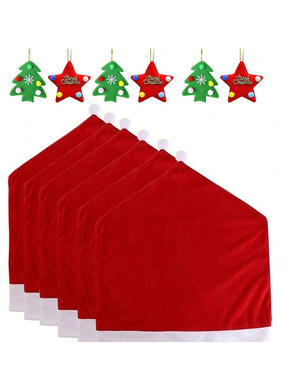 2/4/6pcs Red Hat Dining Chair Slipcovers,Christmas Chair Back Covers Kitchen Chair Covers For Christmas Holiday Festival Decoration