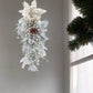 1Pc Christmas Garland, Front Door Wreath Silver Christmas Garland With Silver Leaves, Flowers, Ball Ornaments, Pine Cones And Berries For Door Stairs Mantle Christmas Decoration