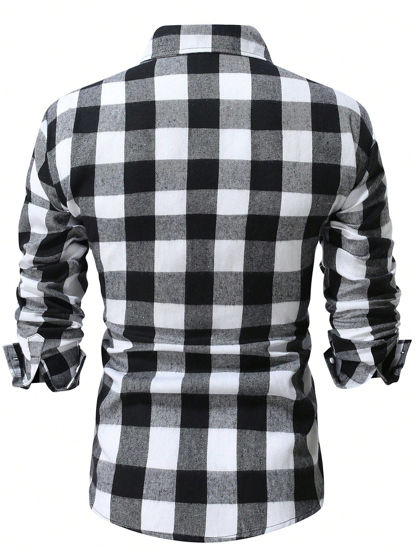 Men's Long Sleeve Brushed Plaid Shirt, Black