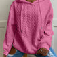 Plus Size Women Loose Casual Solid Color Jacquard Knit Long Sleeve Hoodie Sweatshirt