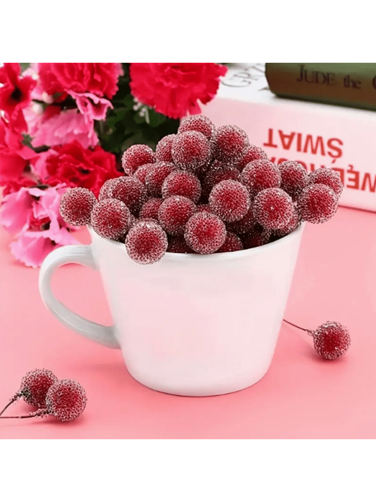 100pcs Artificial Frosted Berries - Multipurpose Plastic Berry Stems For DIY Wreaths, Headwear, Gift Box Embellishments, Tabletop Decor - Versatile For Christmas, Halloween, General Celebrations