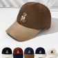 1pc Retro Cute Embroidered Bear Corduroy Color Block Baseball Cap, Unisex Winter Hat