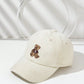 1pc Retro Cute Embroidered Bear Corduroy Color Block Baseball Cap, Unisex Winter Hat