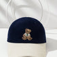 1pc Retro Cute Embroidered Bear Corduroy Color Block Baseball Cap, Unisex Winter Hat