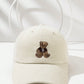 1pc Retro Cute Embroidered Bear Corduroy Color Block Baseball Cap, Unisex Winter Hat