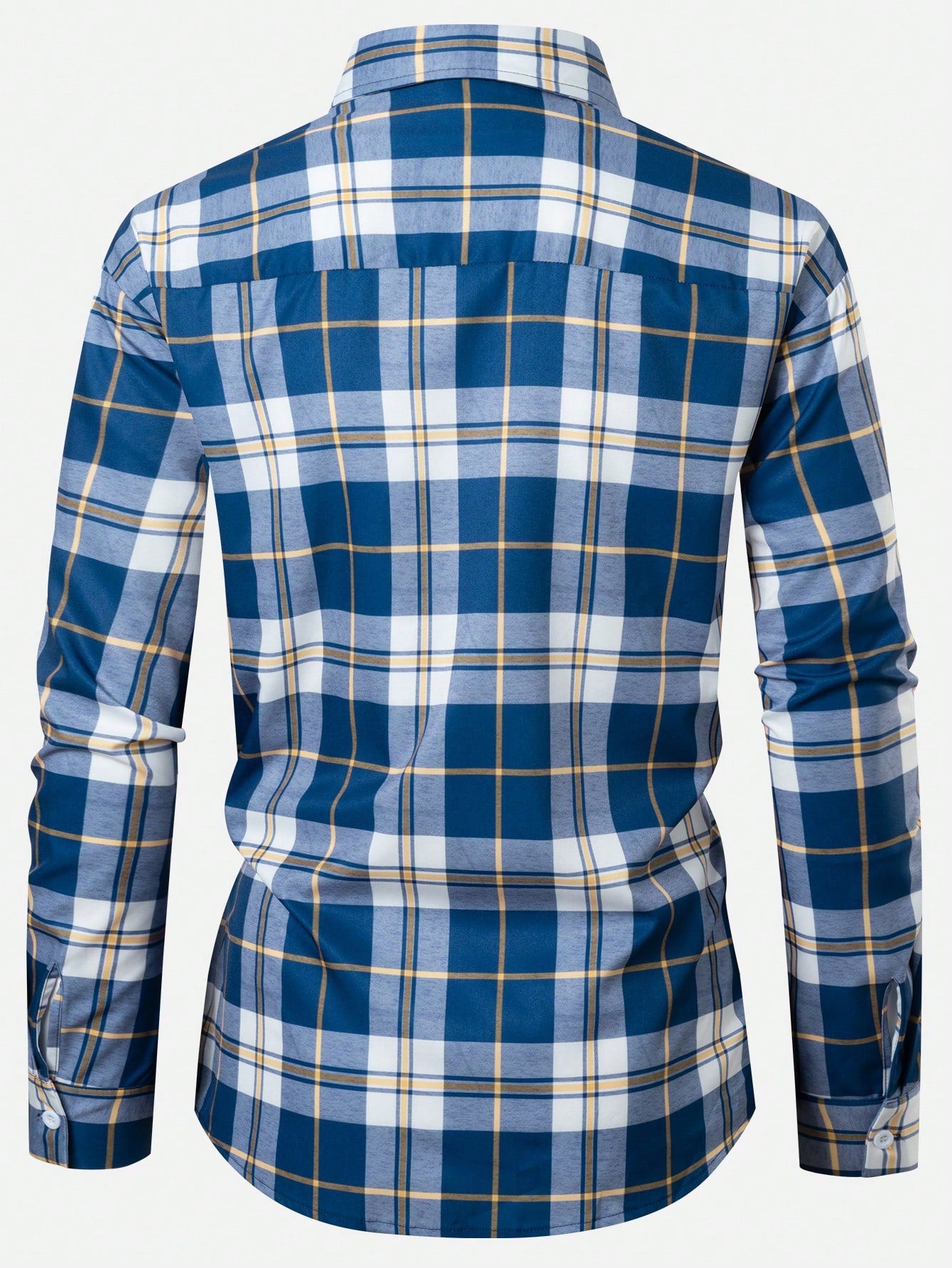 Men's Casual Loose Plaid Print Colorful Button-Up Urban Long Sleeve Shirt, Autumn, For Husband