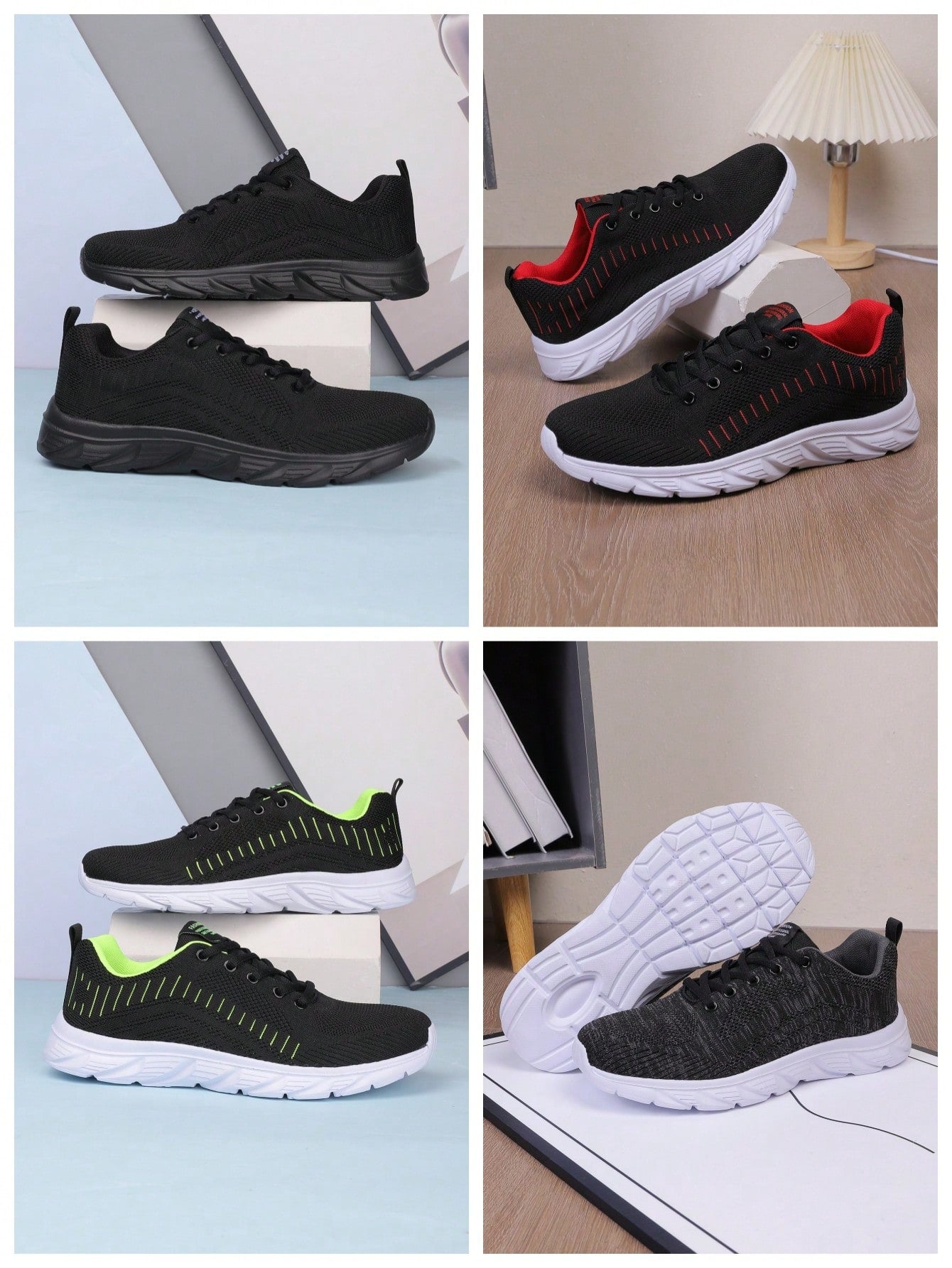 Plus Size Men's Casual Lightweight Sneakers, 4 Colors, Low Top Lace-Up Fashion Versatile Trendy Shoes