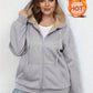 Women's Winter Warm Plus Fleece Thick Pocket Hooded Sportswear Jacket