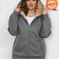 Women's Winter Warm Plus Fleece Thick Pocket Hooded Sportswear Jacket