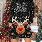 Women's Cute Reindeer Pattern Long Hooded Sweatshirt Dress Versatile Autumn Christmas Outfit