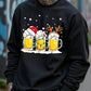 1pc Men's Casual Cartoon Christmas Beer Cup Print Fleece Crew Neck Sweatshirt, Christmas Party Gift