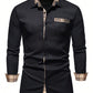 Men's Casual Business Plaid Splice Long Sleeve Shirt