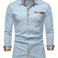 Men's Casual Business Plaid Splice Long Sleeve Shirt