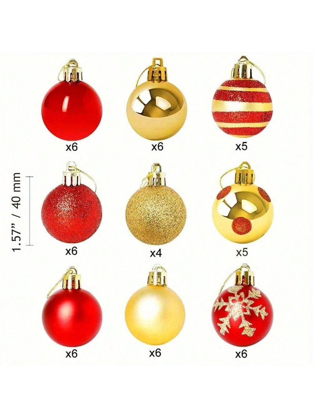 50 Piece Christmas Ball Decoration Set, Anti Fall Decoration Christmas Tree Sparkling Red And Gold Christmas Balls Christmas Hanging Decorations Christmas Tree Pendant Balls Christmas Tree Family Party Indoor And Outdoor Decoration