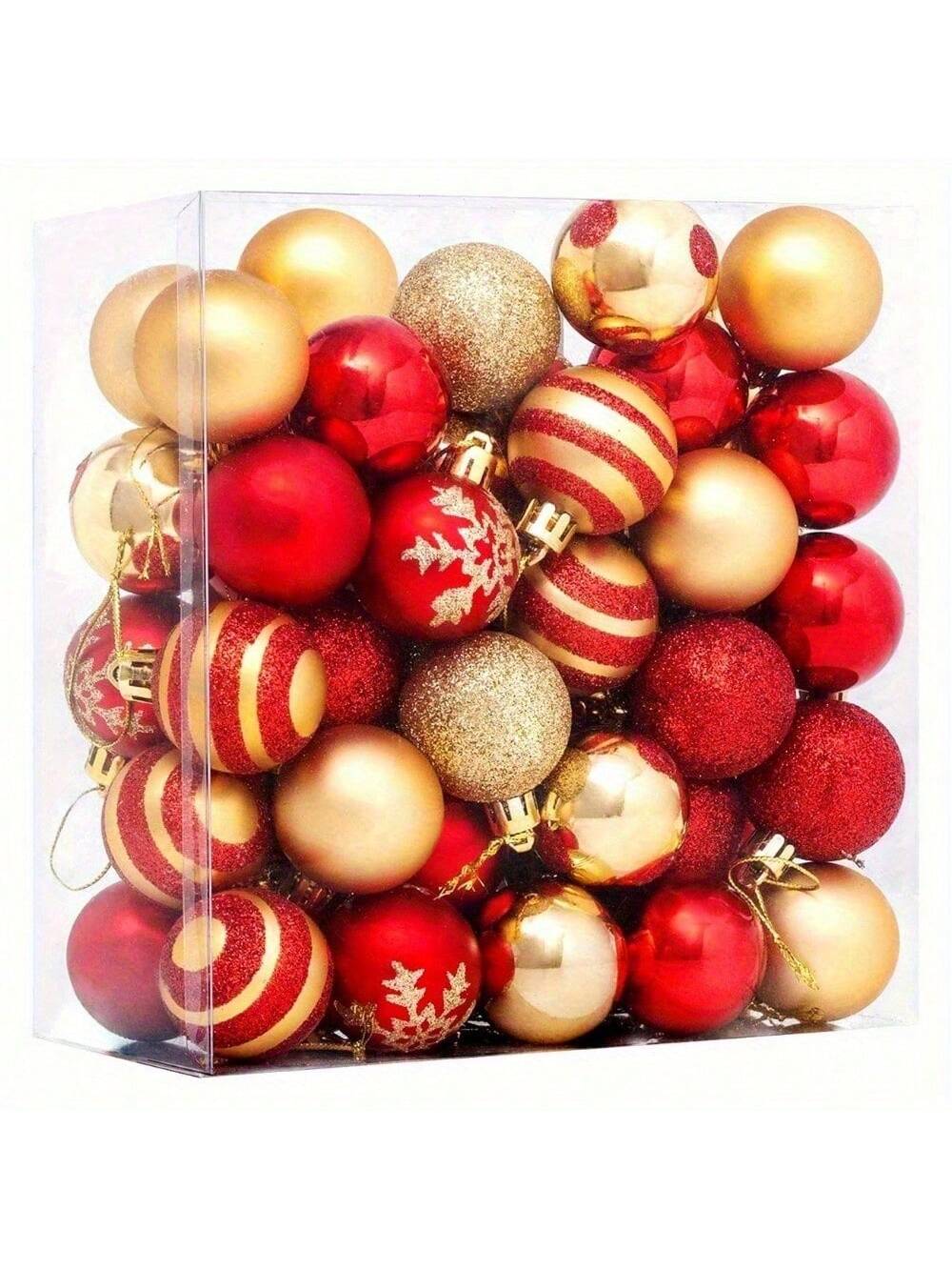 50 Piece Christmas Ball Decoration Set, Anti Fall Decoration Christmas Tree Sparkling Red And Gold Christmas Balls Christmas Hanging Decorations Christmas Tree Pendant Balls Christmas Tree Family Party Indoor And Outdoor Decoration