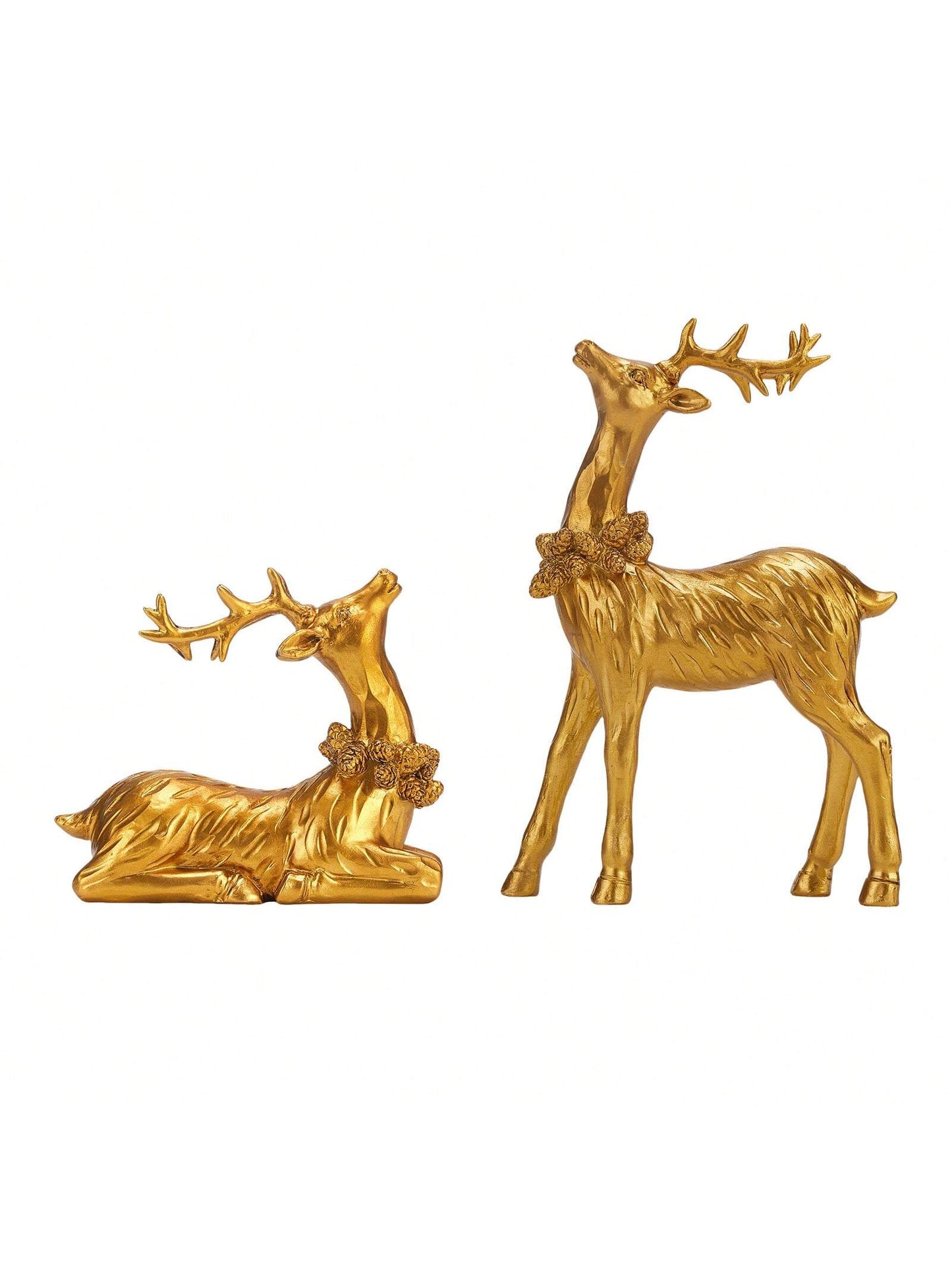 2pcs Christmas Deer Decor, Cute Desk Ornament Resin Statue Home Decor Party Present