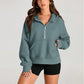 Half Zip Sweater Cropped Hoodie Fleece Jacket Women's 1/4 Zip Top Pullover Autumn Clothing 2024 Winter Clothing