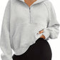 Half Zip Sweater Cropped Hoodie Fleece Jacket Women's 1/4 Zip Top Pullover Autumn Clothing 2024 Winter Clothing